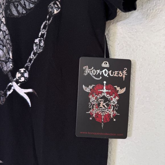 Konquest Shirt Mens Small Metallic Snake Serpent Graphic Tee Tshirt Y2K Grunge S - Picture 4 of 8
